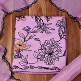 Organza Purple Unstitched Suit